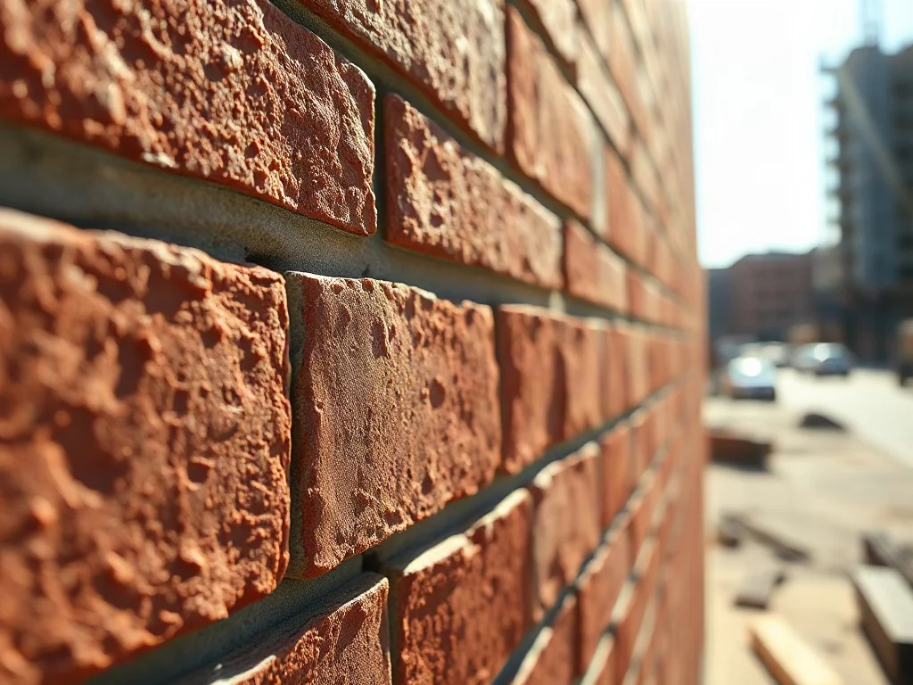 Zbliżenie na fakturę wysokiej jakości cegły klinkierowej o równomiernym wypaleniu, prezentujące jej ceramiczną strukturę.